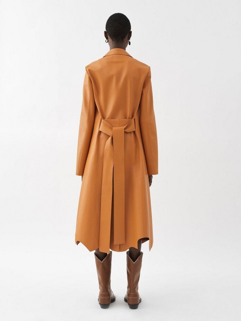 Chloe Generous Wrap Coat Leather Orange | CHE-SR14100