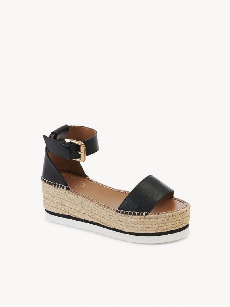 Chloe Glyn Espadrille Sandaler Svarta | CHE-SR14836