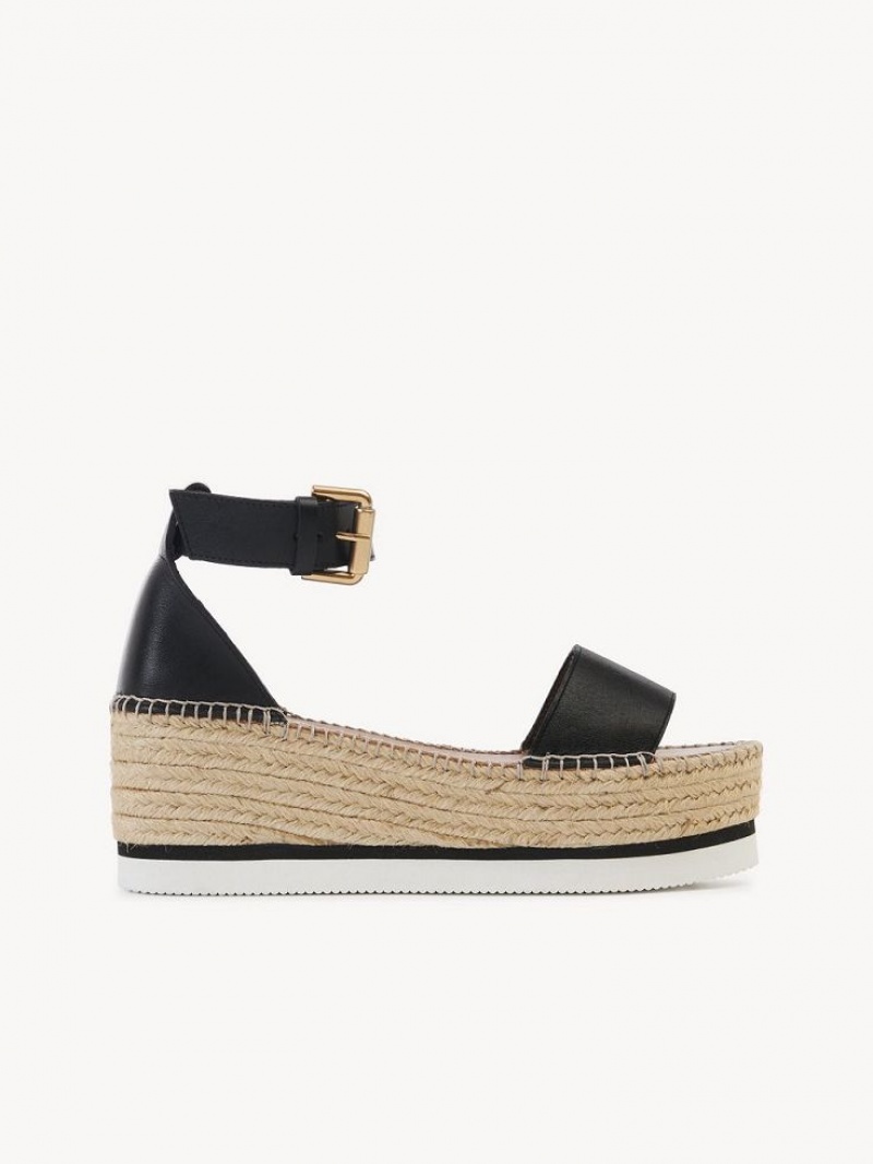 Chloe Glyn Espadrille Sandaler Svarta | CHE-SR14836