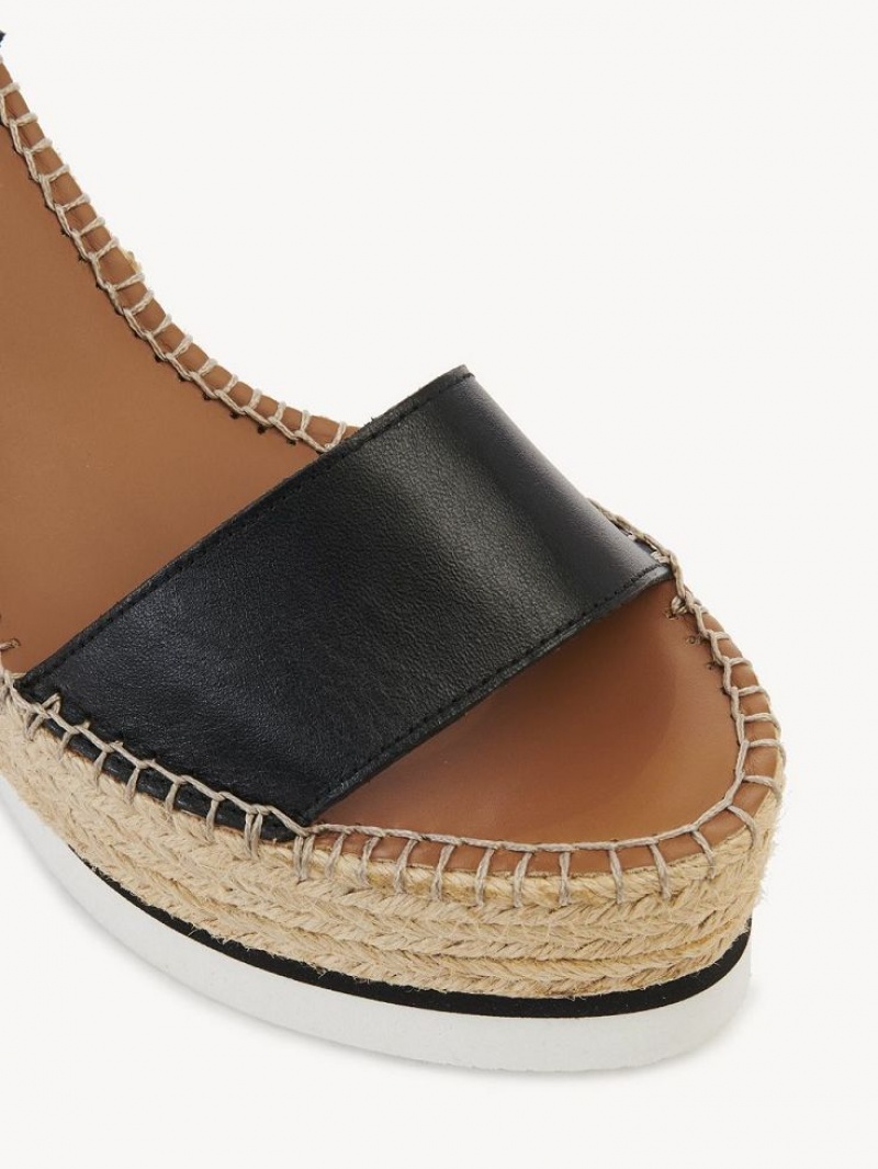 Chloe Glyn Espadrille Wedge Svarta | CHE-SR14839