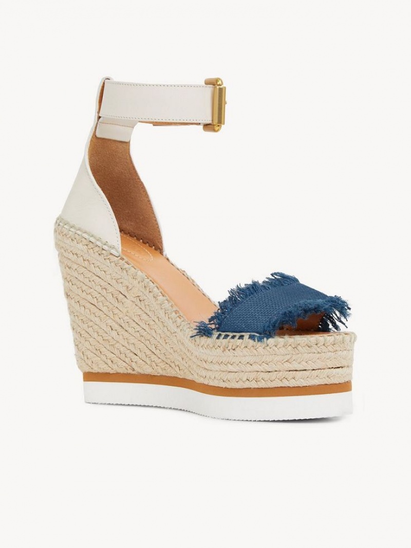 Chloe Glyn Fringed Espadrille Wedge Mörkblå | CHE-SR14827