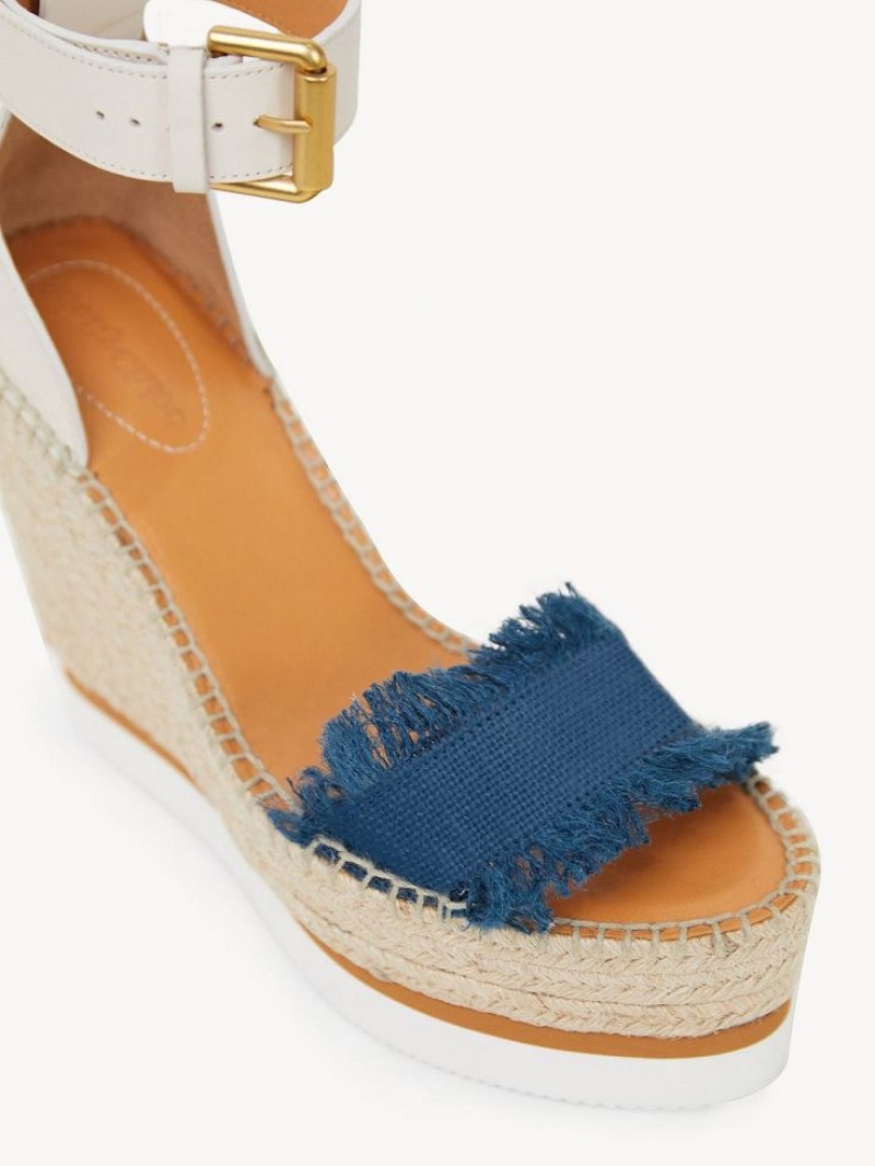 Chloe Glyn Fringed Espadrille Wedge Mörkblå | CHE-SR14827