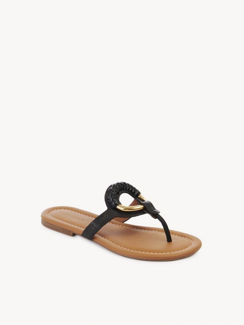 Chloe Hana Flip Flops Platta Skor Svarta | CHE-SR14830