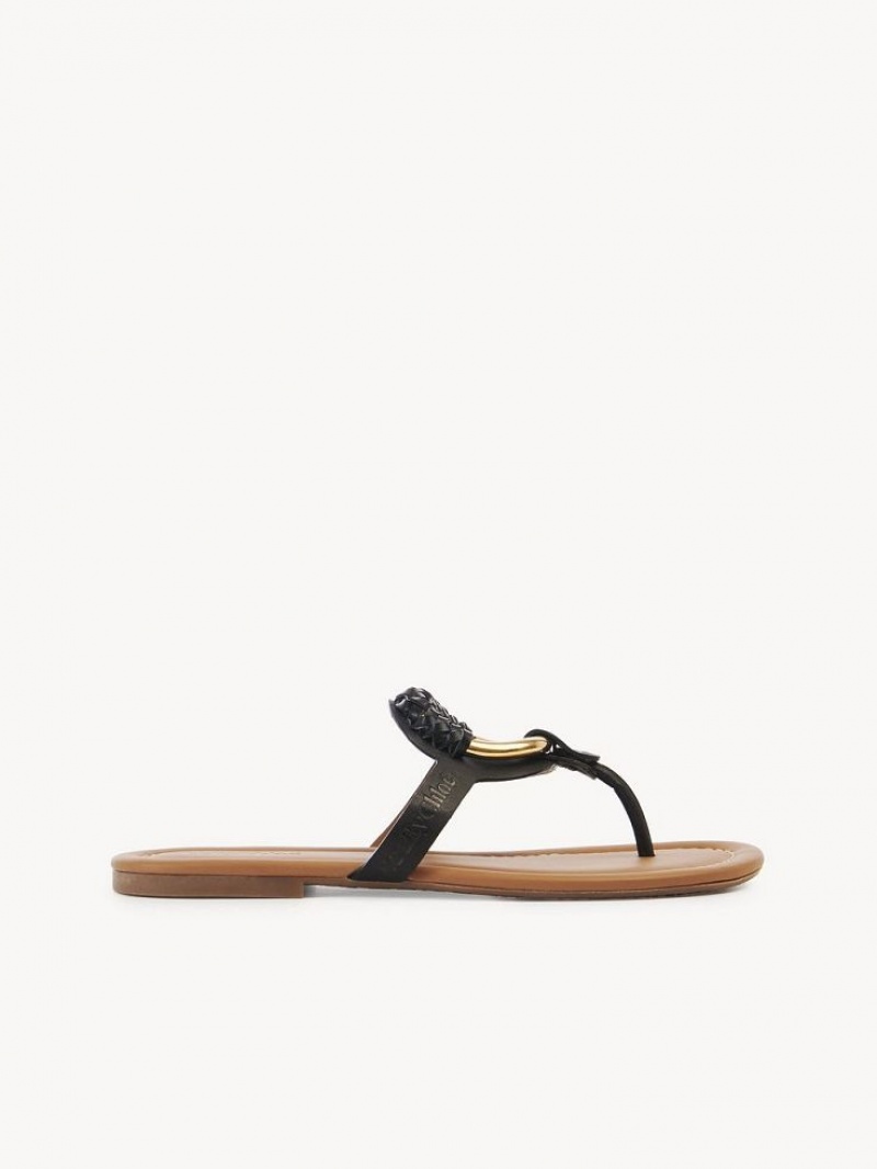 Chloe Hana Flip Flops Platta Skor Svarta | CHE-SR14830