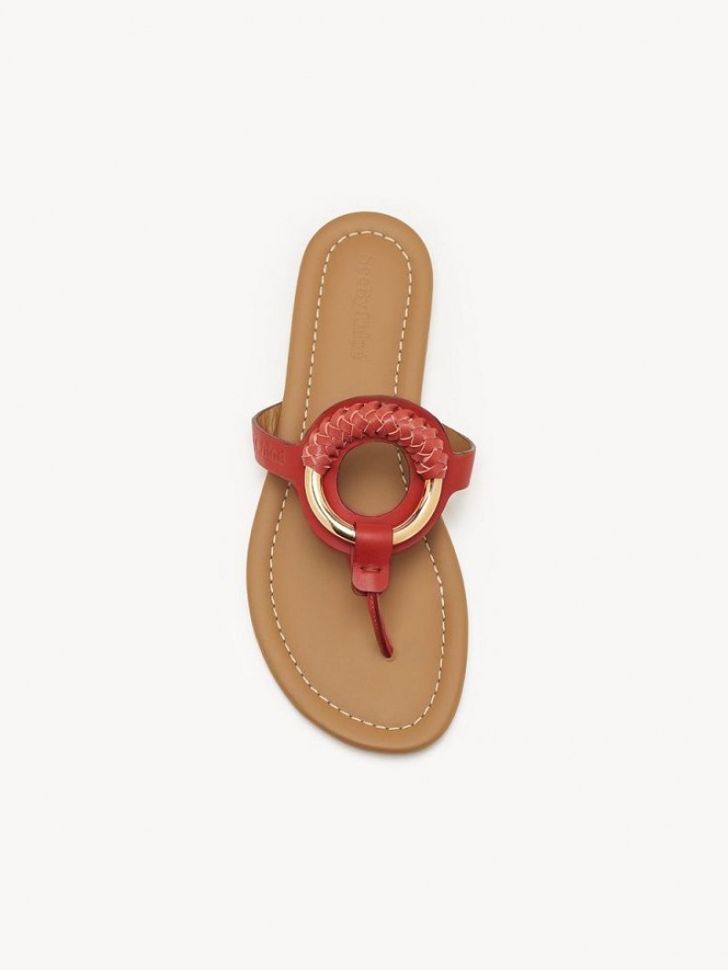 Chloe Hana Flip-flop Platta Skor Röda | CHE-SR14817