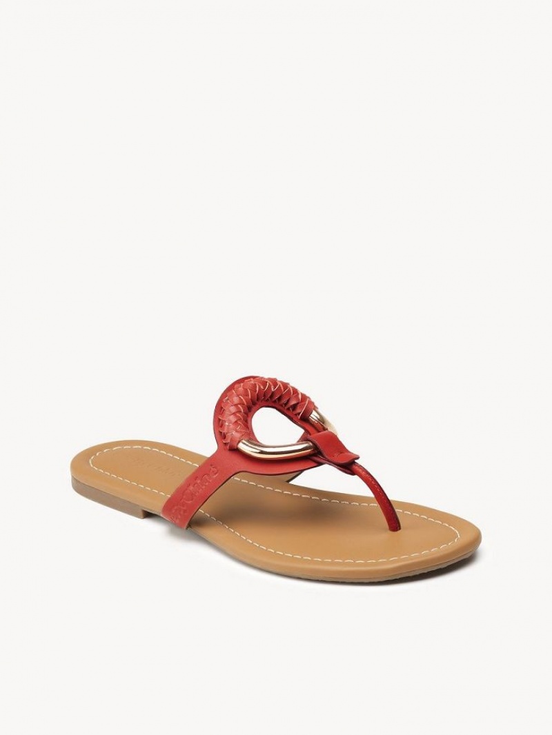 Chloe Hana Flip-flop Platta Skor Röda | CHE-SR14817