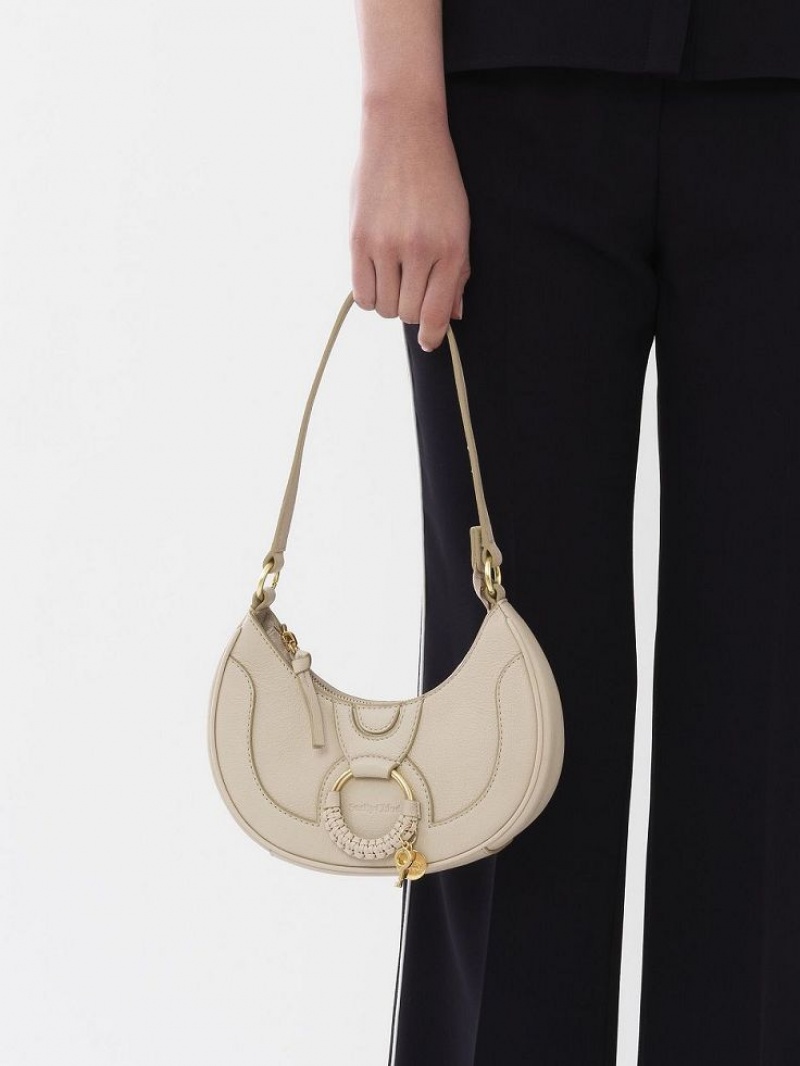 Chloe Hana Half Moon Mini Bags Beige | CHE-SR14765