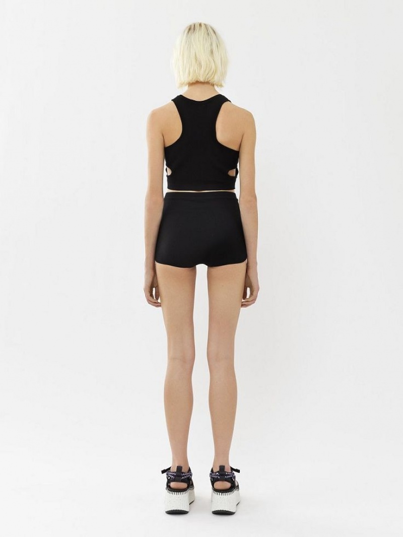 Chloe High-waisted Mini Shorts Stickat Svarta | CHE-SR13924