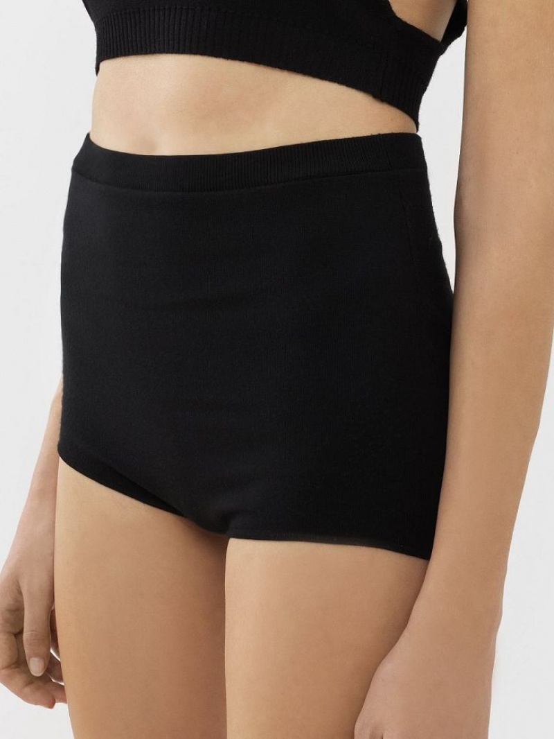 Chloe High-waisted Mini Shorts Stickat Svarta | CHE-SR13924