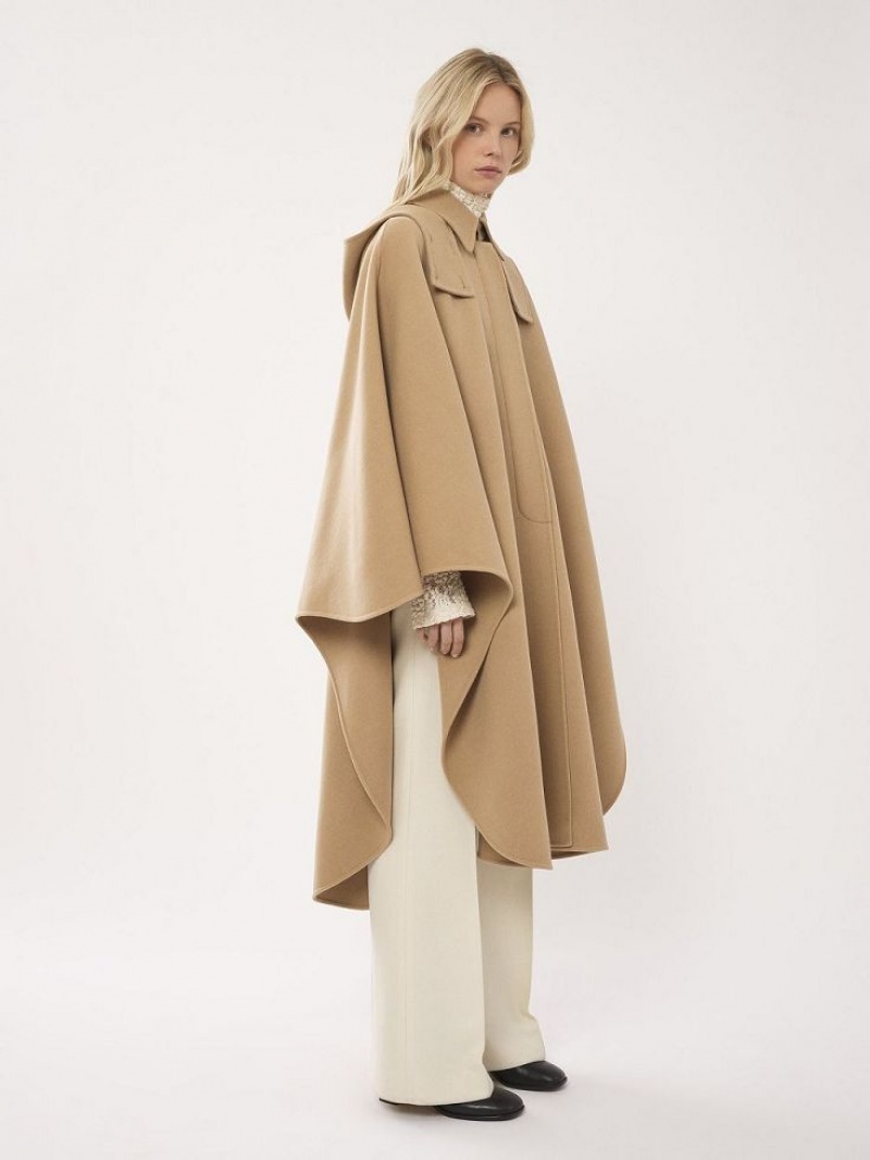 Chloe Hooded Cape Rockar Beige | CHE-SR13821