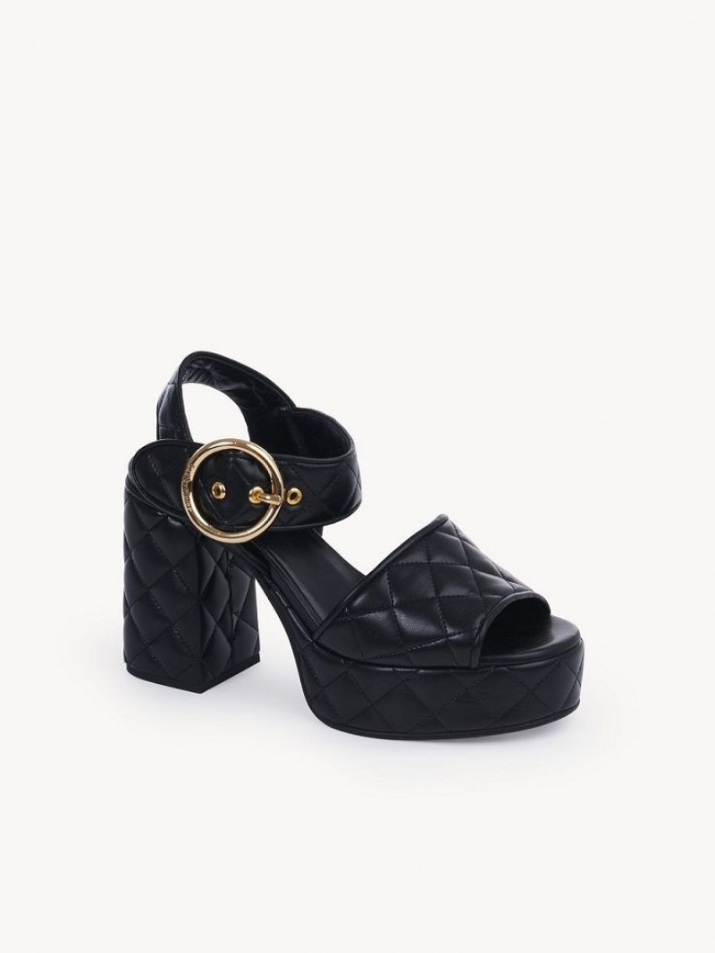 Chloe Jodie Platform Sandaler Svarta | CHE-SR14813