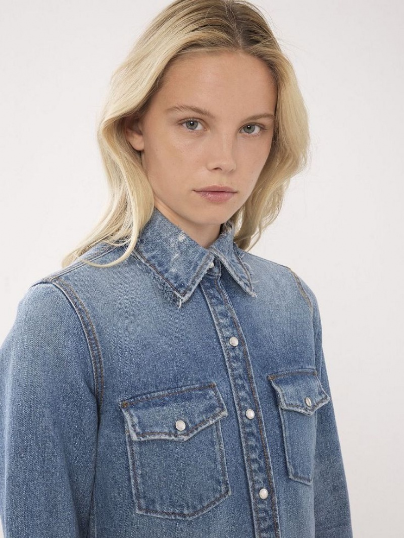 Chloe Klassiska Denim Skjorta Blå | CHE-SR13917