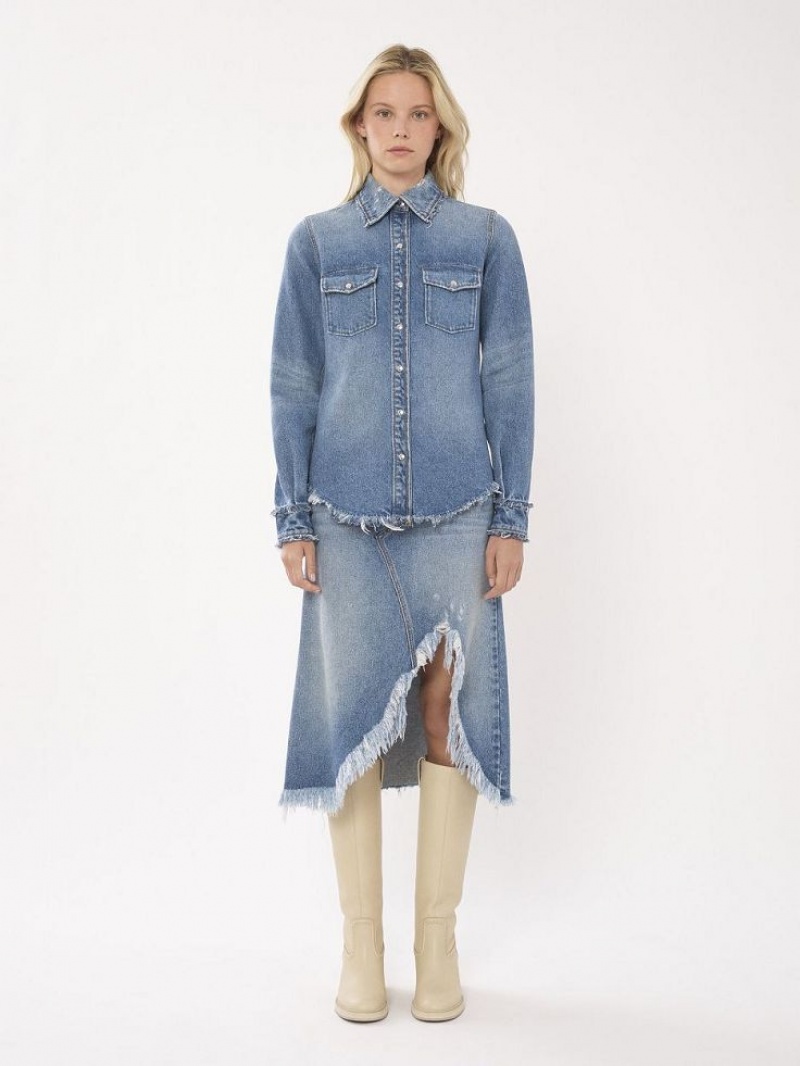 Chloe Klassiska Denim Skjorta Blå | CHE-SR13917