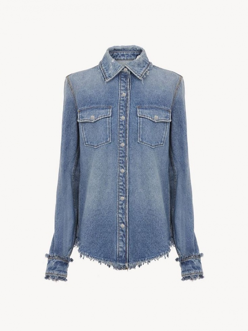 Chloe Klassiska Denim Skjorta Blå | CHE-SR13917