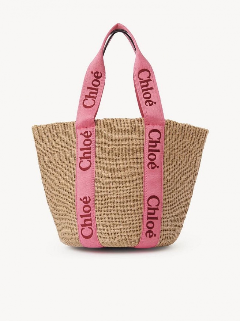 Chloe Large Woody Basket Toteväska Rosa Röda | CHE-SR13299