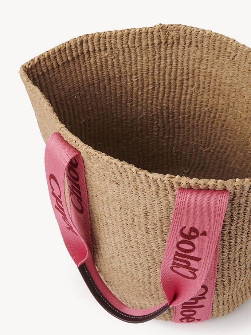 Chloe Large Woody Basket Toteväska Rosa Röda | CHE-SR13299