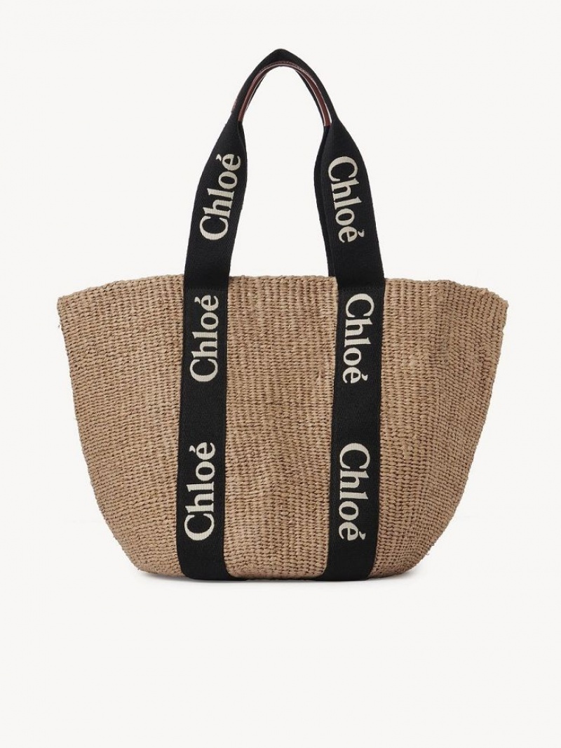 Chloe Large Woody Basket Toteväska Svarta Beige | CHE-SR13333