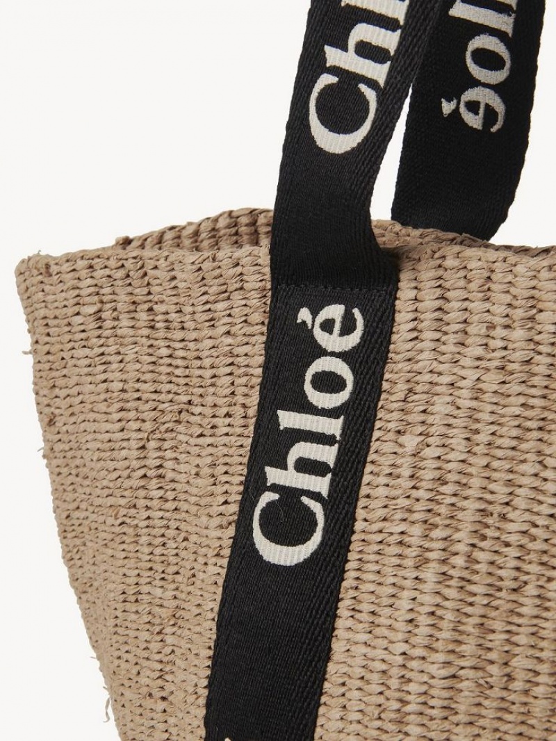 Chloe Large Woody Basket Toteväska Svarta Beige | CHE-SR13333