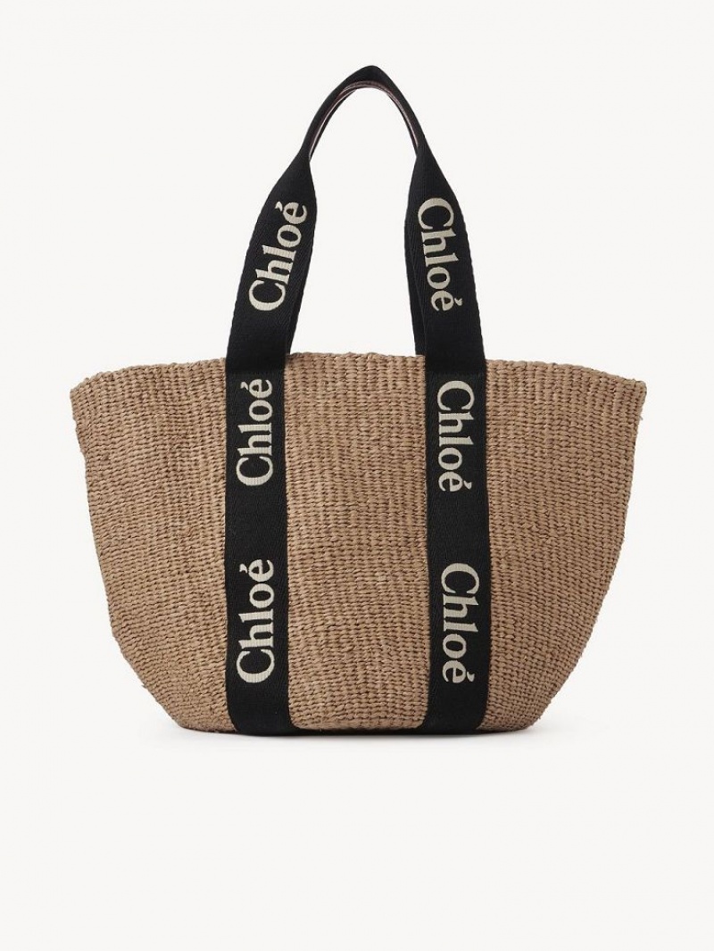 Chloe Large Woody Basket Toteväska Svarta Beige | CHE-SR13333