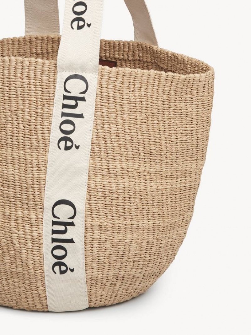 Chloe Large Woody Basket Toteväska Vita | CHE-SR13332