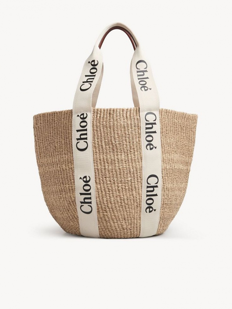 Chloe Large Woody Basket Toteväska Vita | CHE-SR13332