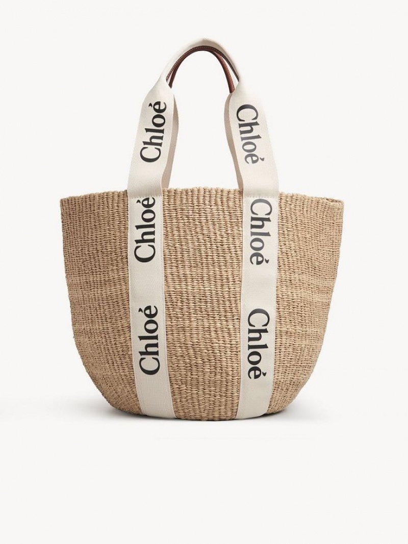 Chloe Large Woody Basket Toteväska Vita | CHE-SR13332