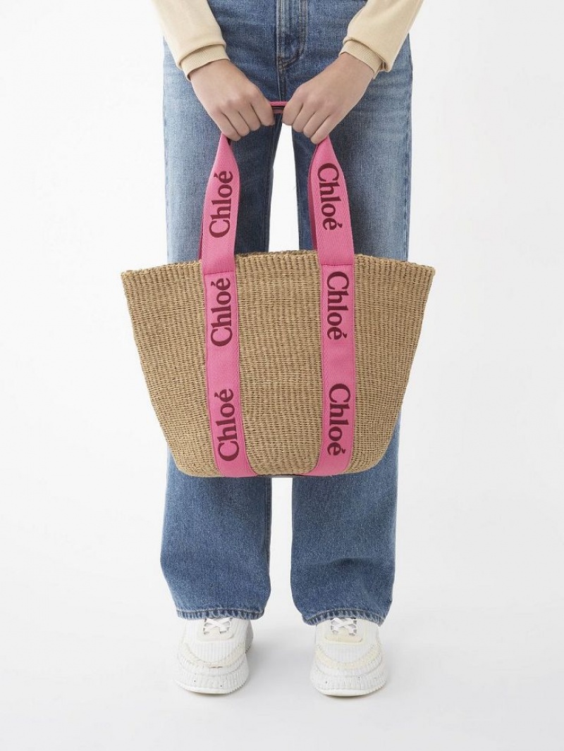 Chloe Large Woody Baskets Rosa Röda | CHE-SR13653