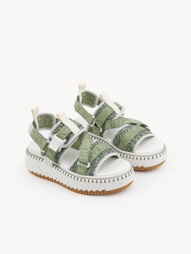 Chloe Lilli Platta Sandaler Gröna | CHE-SR14176