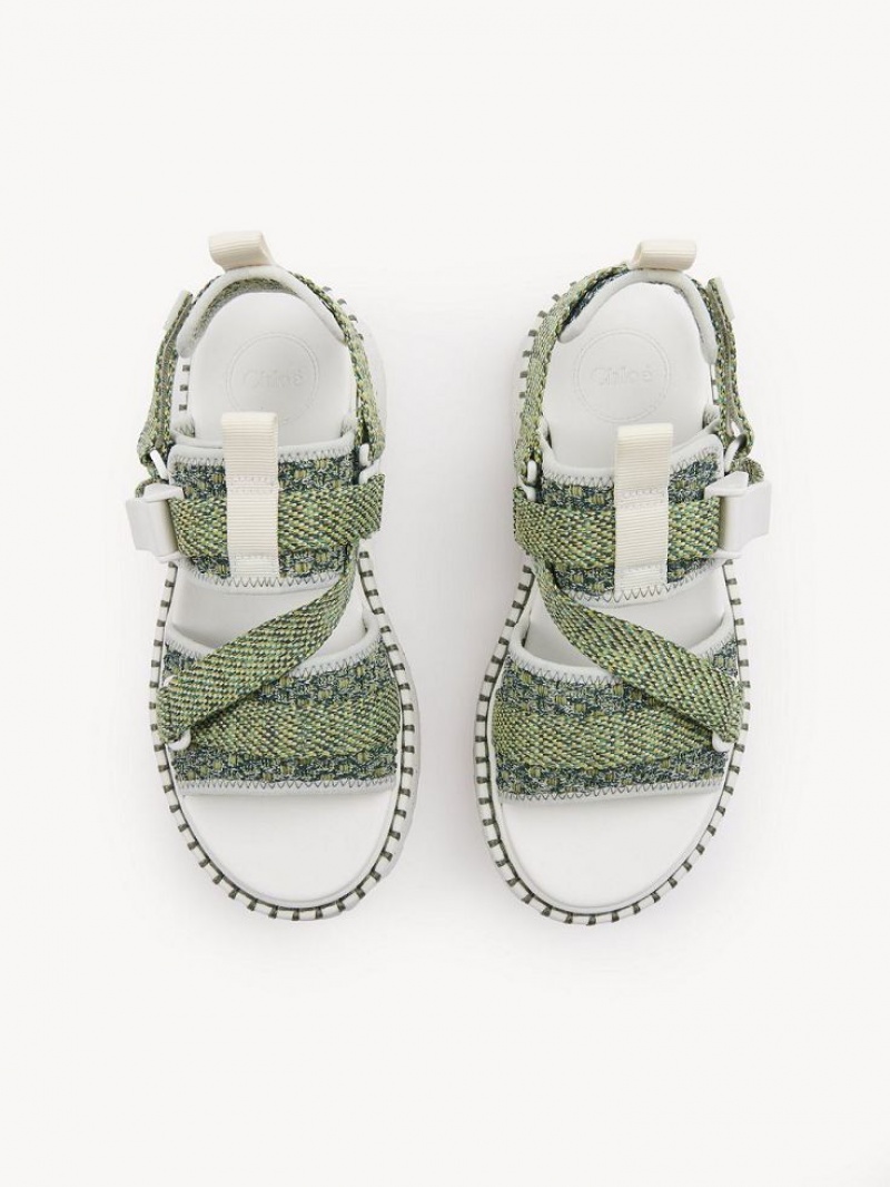 Chloe Lilli Platta Sandaler Gröna | CHE-SR14176