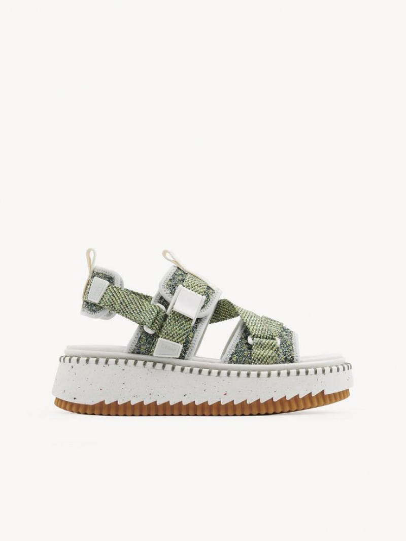 Chloe Lilli Platta Sandaler Gröna | CHE-SR14176