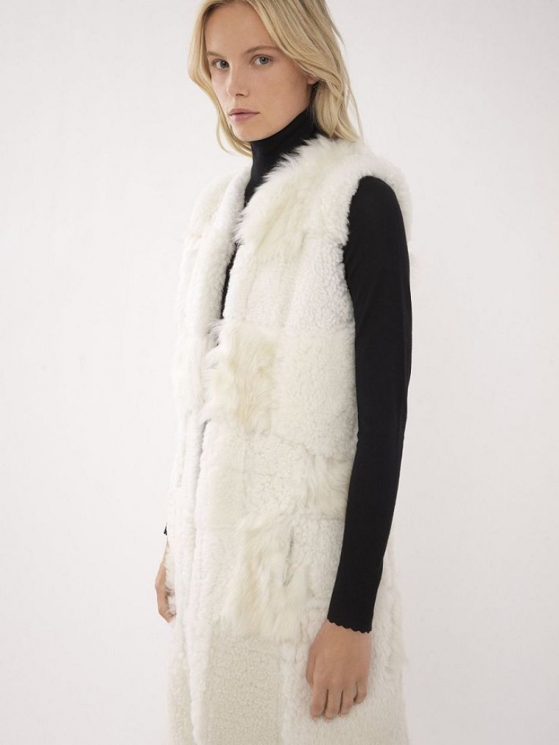 Chloe Long Gilet Jackor Vita | CHE-SR13825