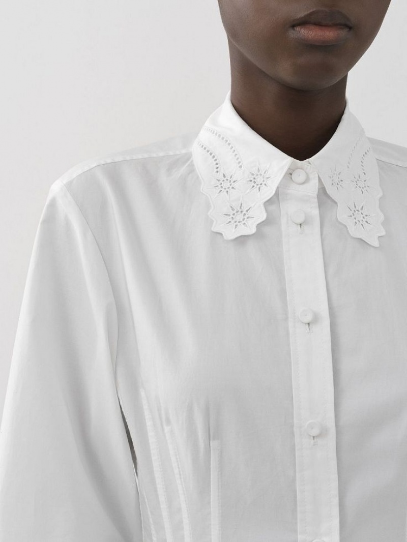 Chloe Long Shirt Klänning Vita | CHE-SR13831