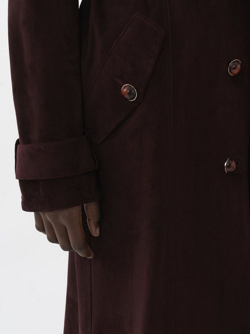 Chloe Long Trench Coat Leather Bruna | CHE-SR14119