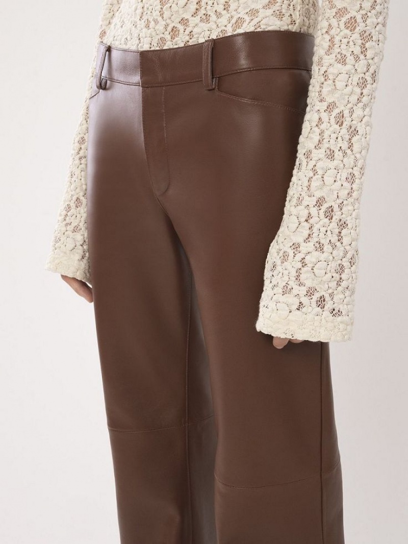 Chloe Low-waist Flare Pants Leather Kaffe | CHE-SR14118