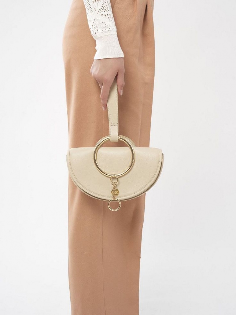 Chloe Mara Half Moon Mini Bags Beige | CHE-SR14755