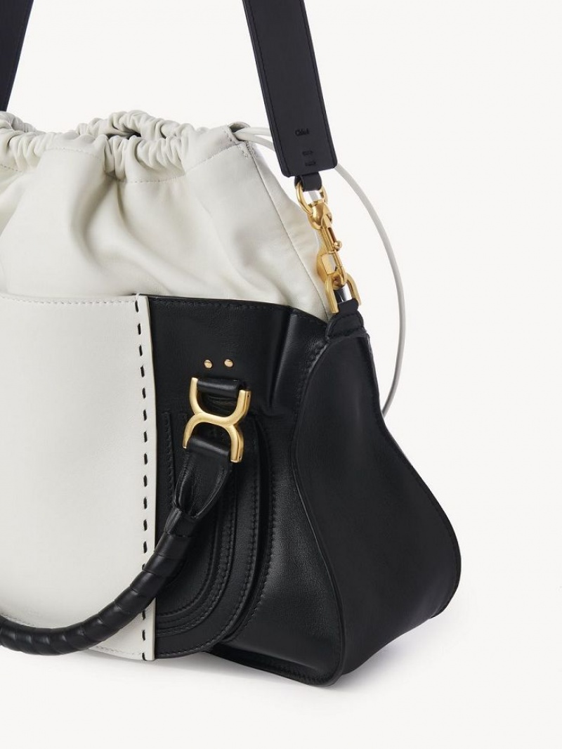 Chloe Marcie Large Double Carry Crossbody Väska Svarta Vita | CHE-SR13469