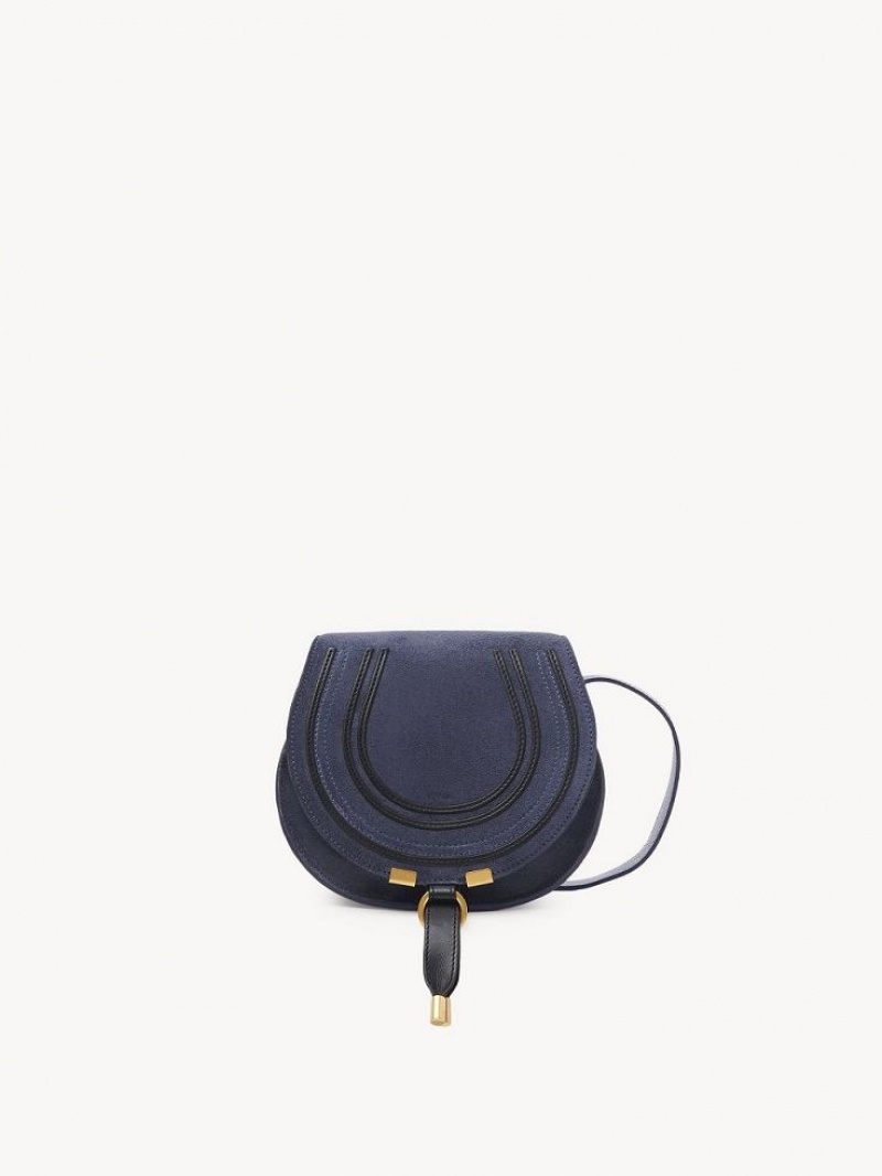 Chloe Marcie Small Saddle Mini Bags Mörkgrå Marinblå | CHE-SR13685