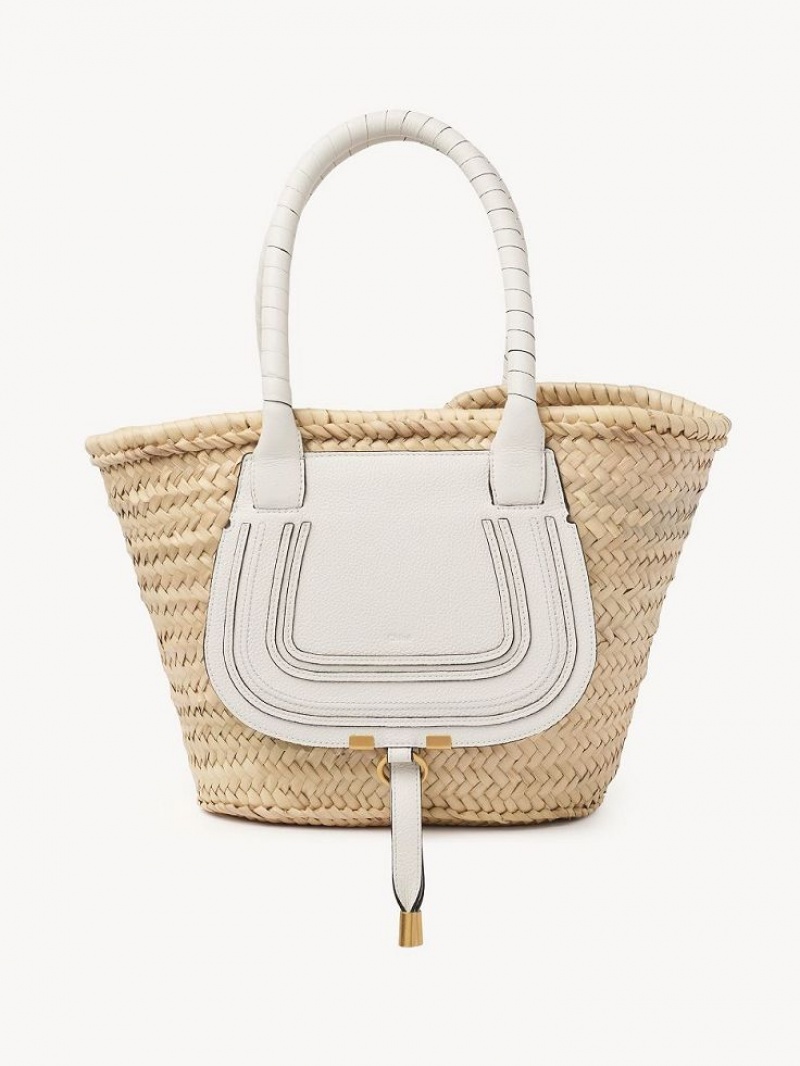 Chloe Medium Marcie Basket Toteväska Vita | CHE-SR13291