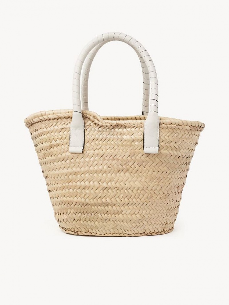 Chloe Medium Marcie Basket Toteväska Vita | CHE-SR13291