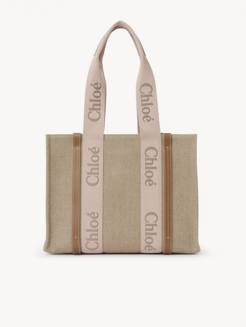 Chloe Medium Woody Toteväska Beige | CHE-SR13385