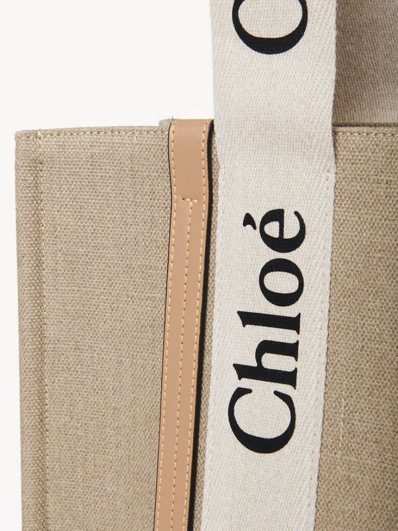 Chloe Medium Woody Toteväska Vita Beige | CHE-SR13354