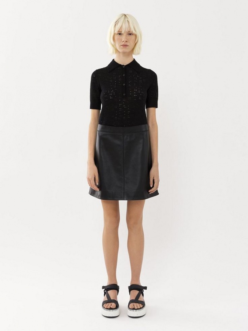 Chloe Mini Skirt Leather Svarta | CHE-SR14112