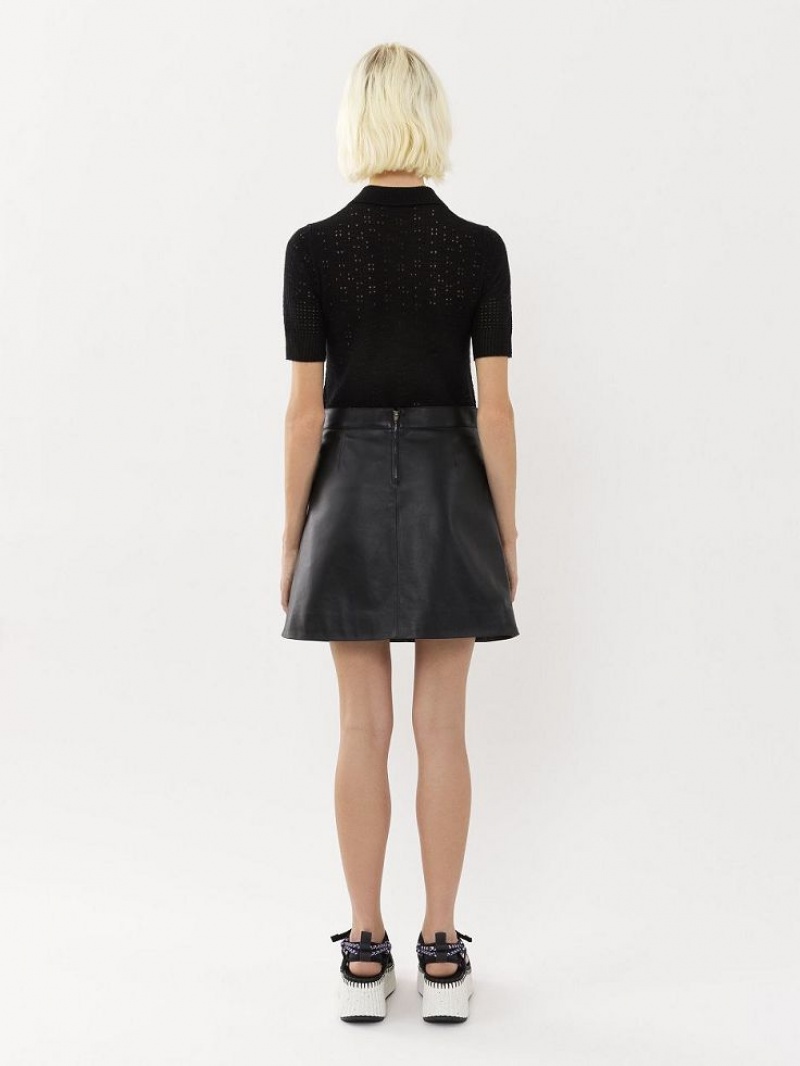 Chloe Mini Skirt Leather Svarta | CHE-SR14112