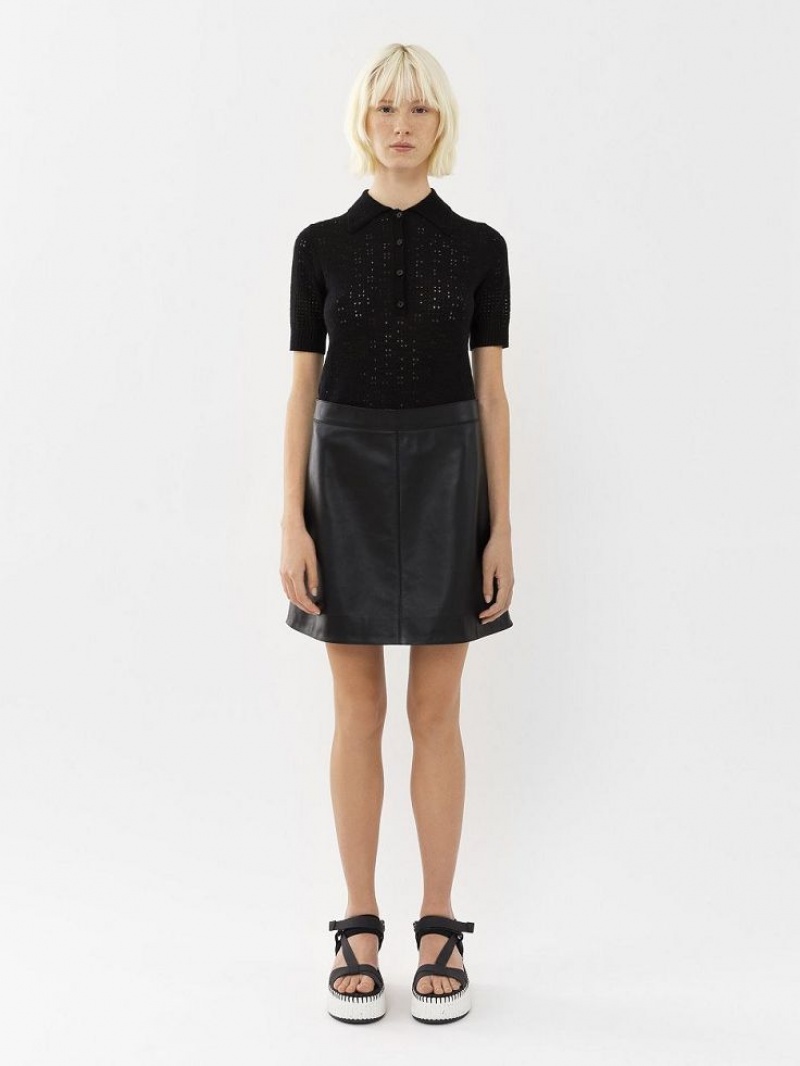 Chloe Mini Skirt Leather Svarta | CHE-SR14112