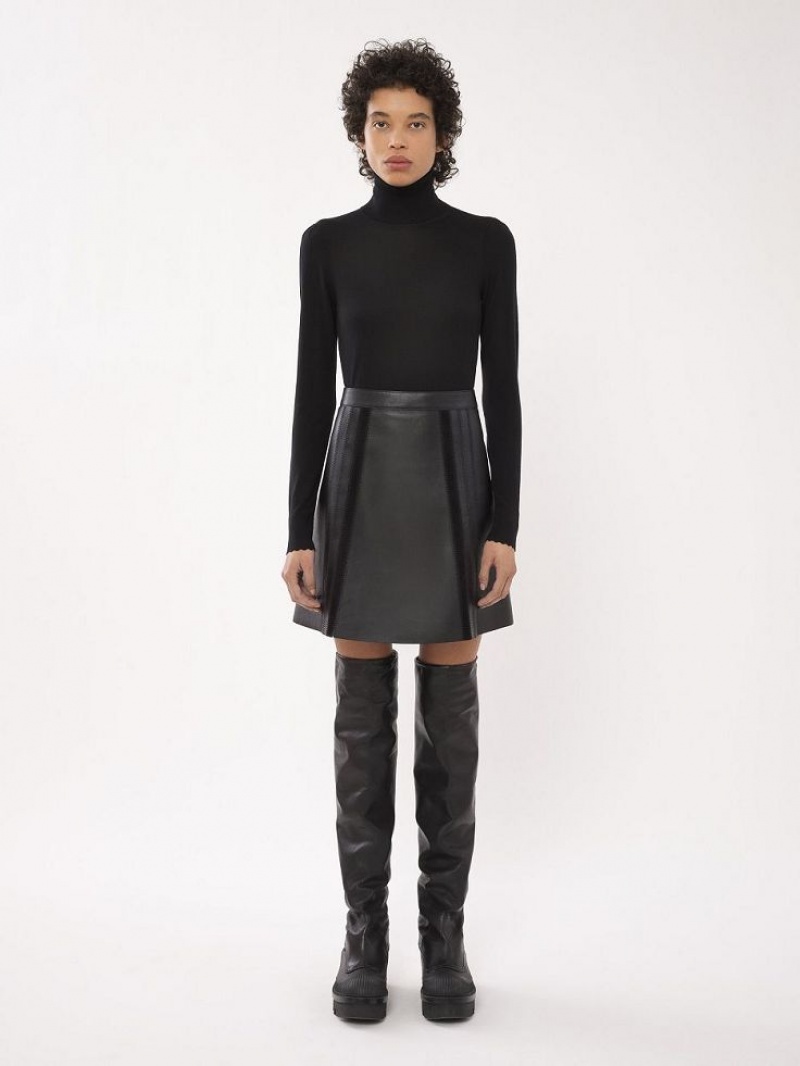 Chloe Mini Skirt Leather Svarta | CHE-SR14120