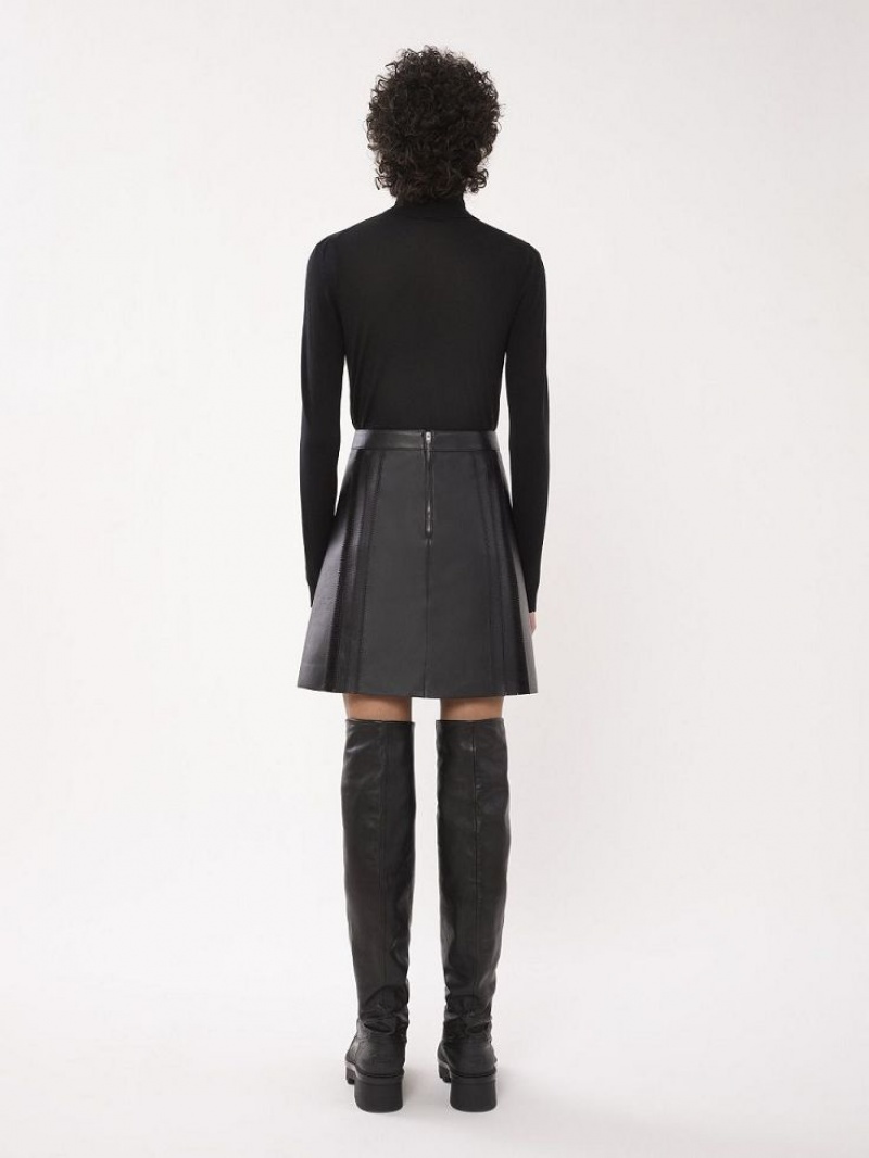 Chloe Mini Skirt Leather Svarta | CHE-SR14120