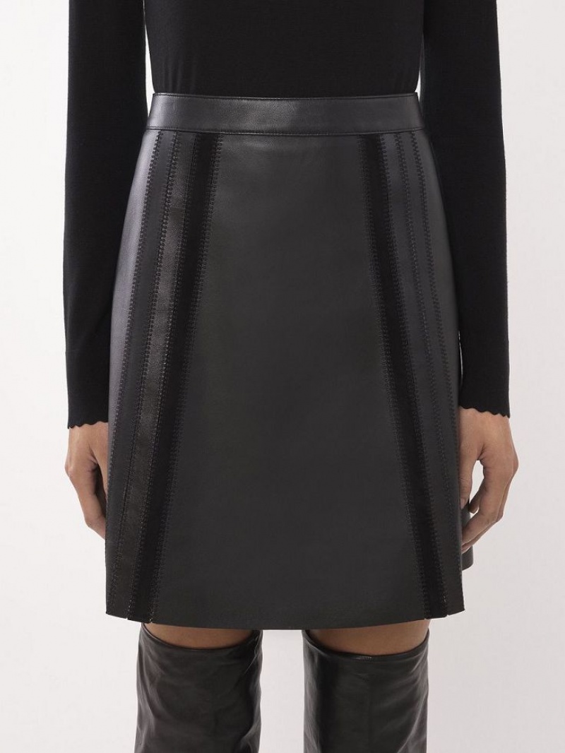 Chloe Mini Skirt Leather Svarta | CHE-SR14120