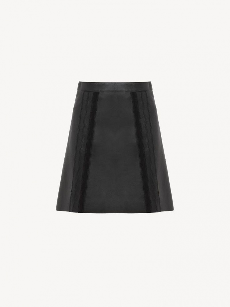 Chloe Mini Skirt Leather Svarta | CHE-SR14120