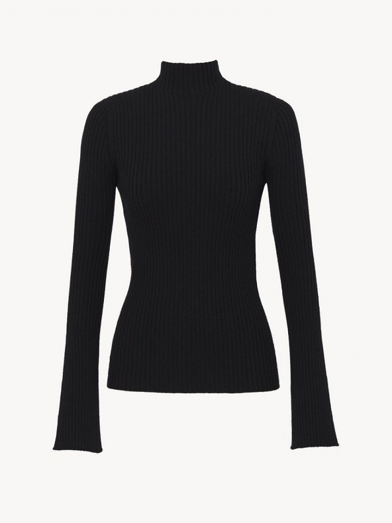 Chloe Mock-neck Stickat Svarta | CHE-SR13919