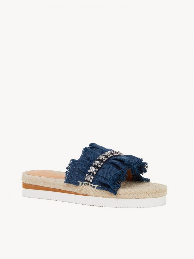 Chloe Mollie Espadrille Platta Skor Mörkblå | CHE-SR14807